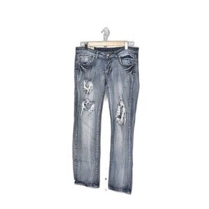 Machine Pour Neef Mode Distressed Faded Straight Leg Denim Size 30
